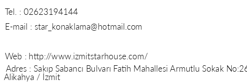 Star House Hotel telefon numaralar, faks, e-mail, posta adresi ve iletiim bilgileri